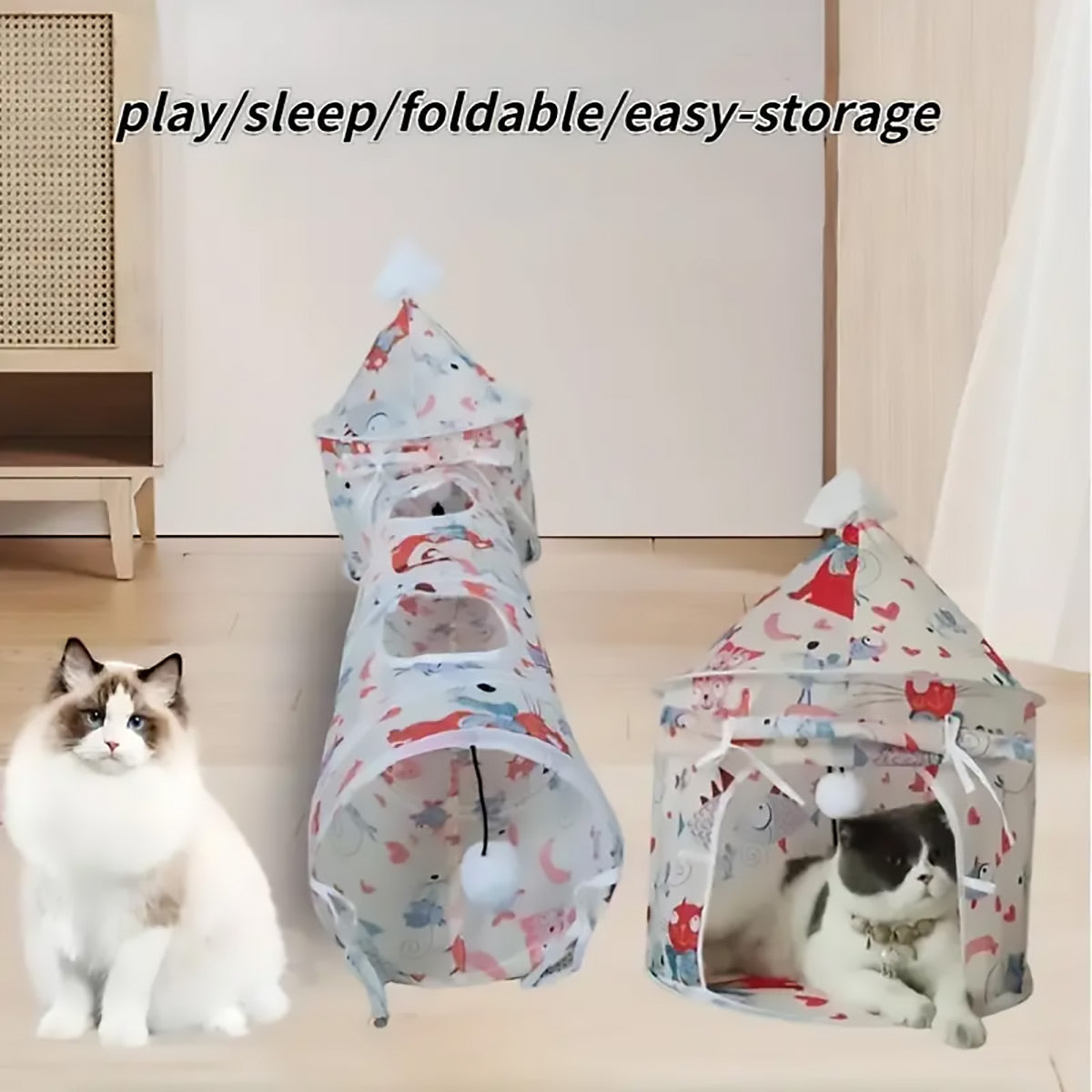 Foldable Cat Tent and Tunnel