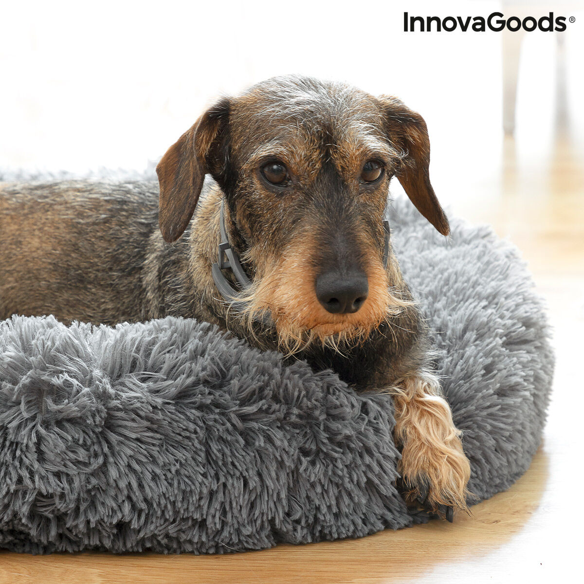 Calming Round Pet Bed – Grey, 60 cm